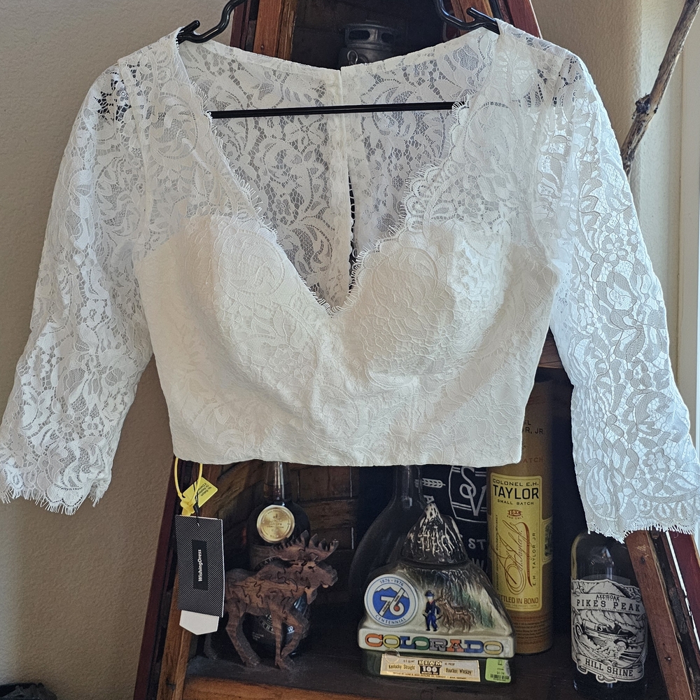 Elegant White Lace Crop Top Bought For Wedding